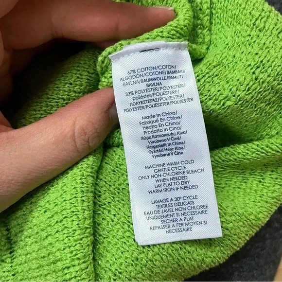 Chaps Women's Lime Green Sweater Sz M Pullover Knit Spring Long Sleeves - Picture 7 of 8